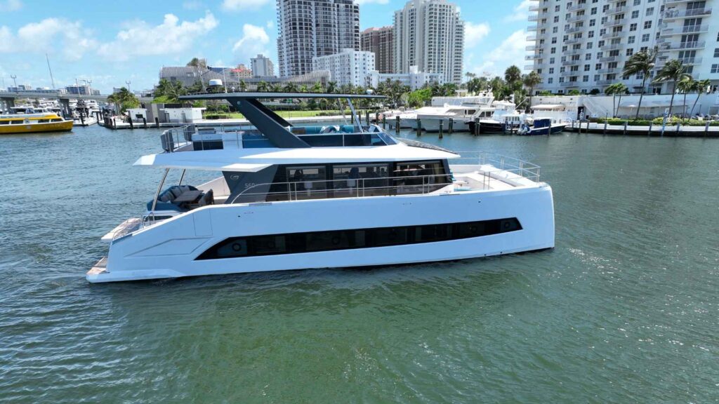 Luxury power catamaran prices explained: the OceanWalker S60 under way in the Mediterranean