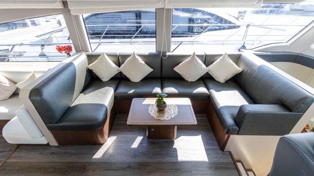OceanWalker X53 — main deck lounge, Revolution Power Catamarans