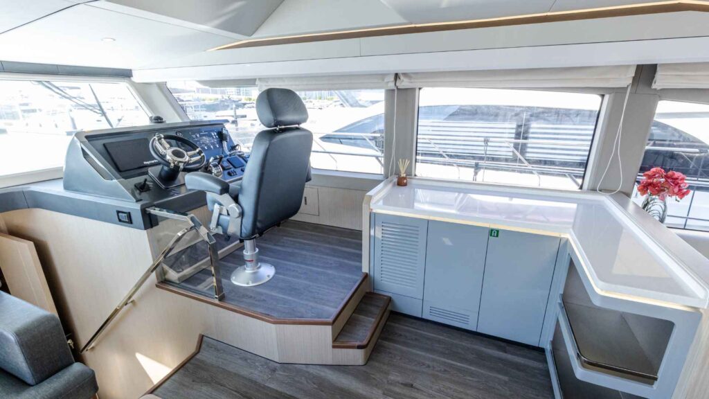 OceanWalker X53 — helm station, Revolution Power Catamarans