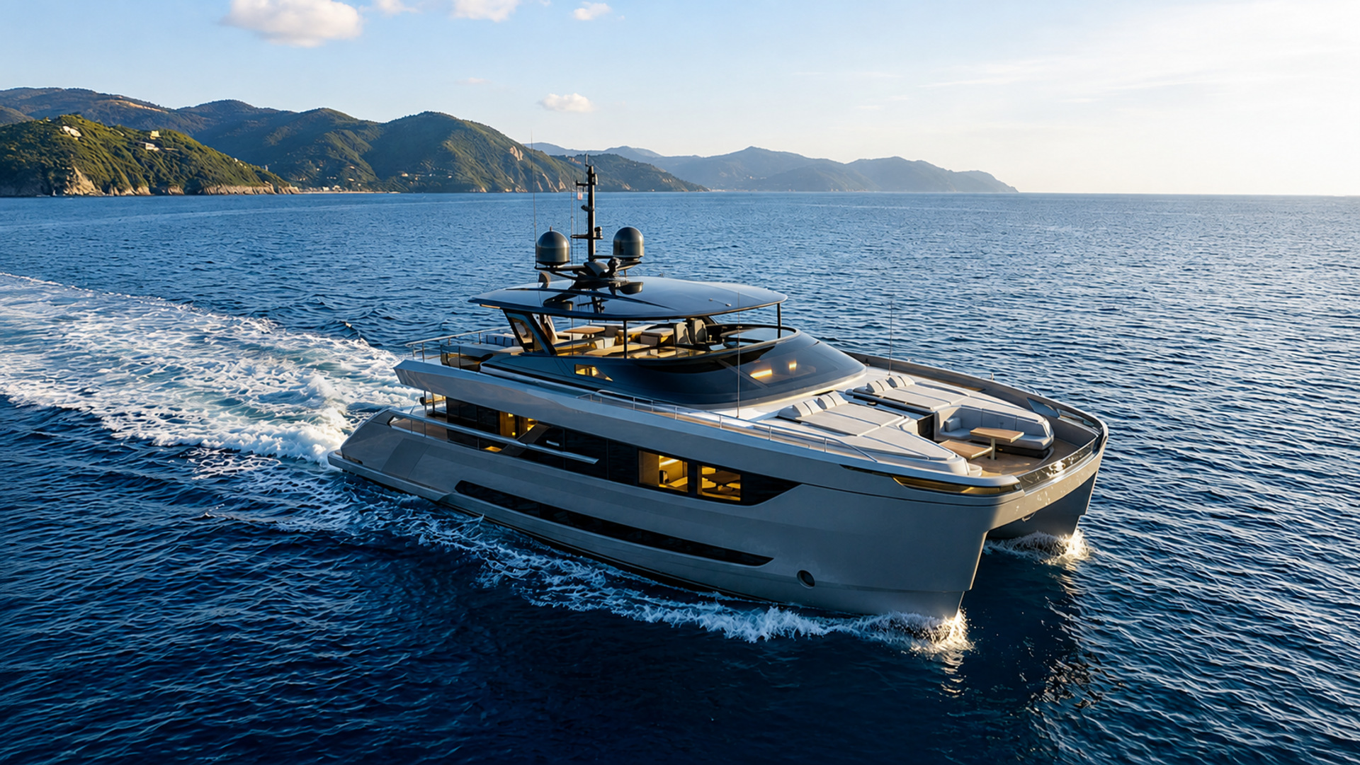 Ocean Walker S80 power catamaran underway at sea