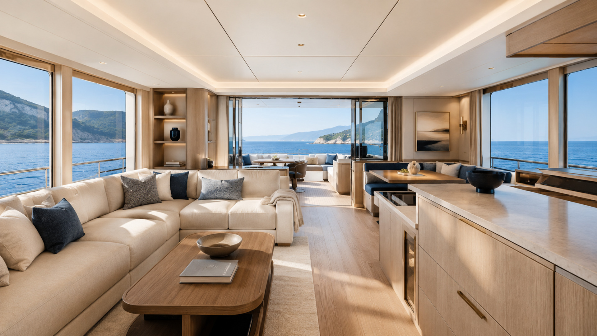 Contemporary Oceanwalker yacht interior