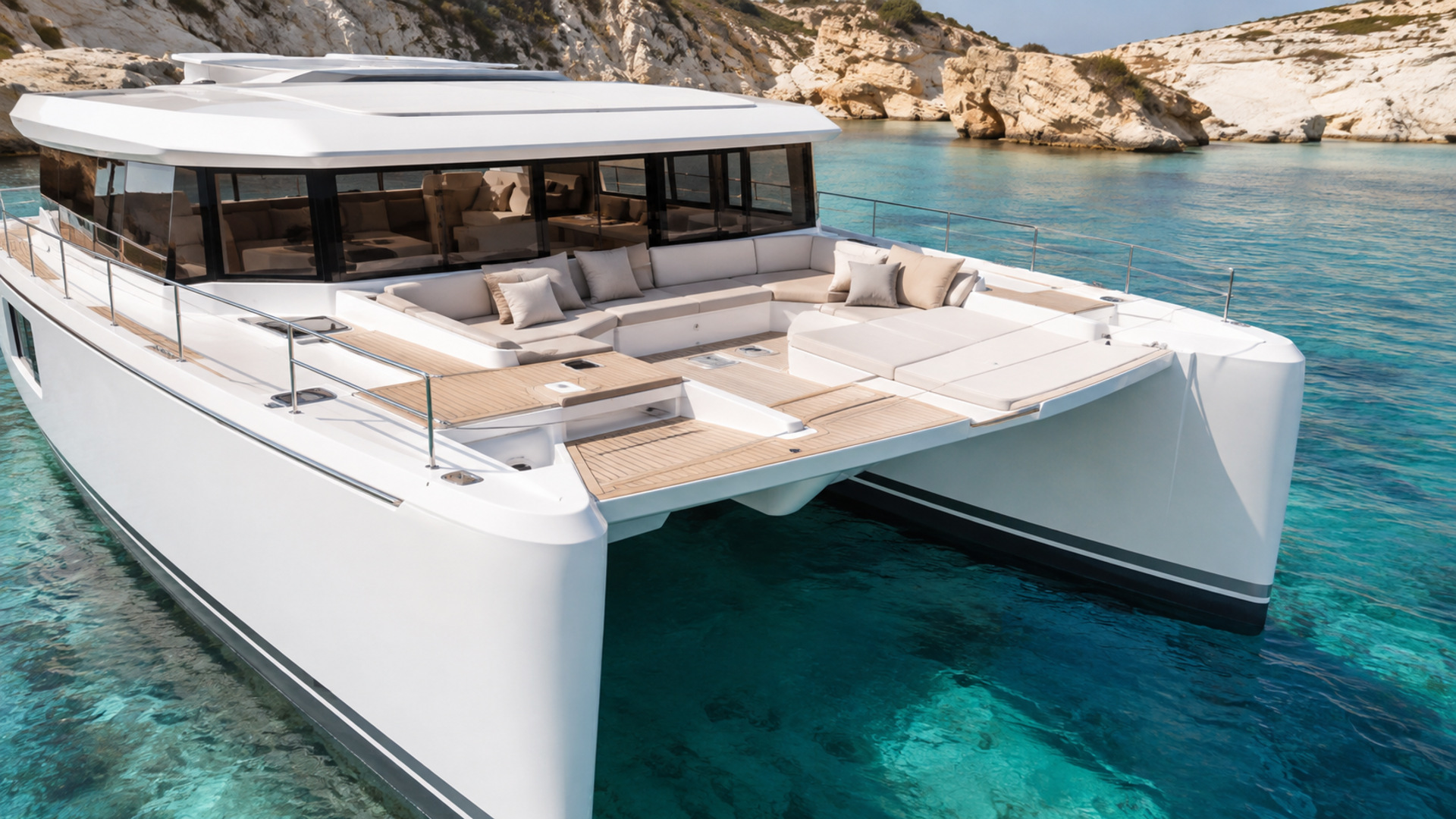 Oceanwalker power catamaran in the Mediterranean